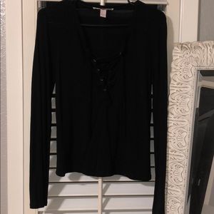 Black lace up top